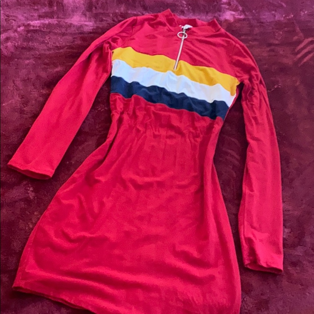 Red multi color dress